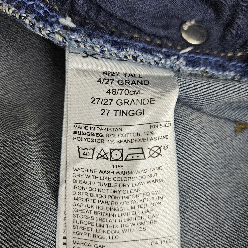 GAP Classic Straight Leg Jeans Mid Rise Dark Wash Denim 4 Tall Long